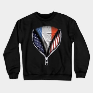 French Flag  France Flag American Flag Zip Down - Gift for French From France Crewneck Sweatshirt